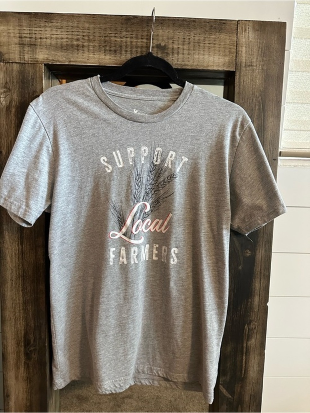 Rustic Spirit Support Local Farmers Graphic Tee Size M Gray Farm Country Ranch